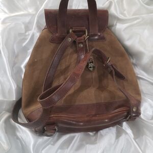 Brown Leather and Suede Backpack